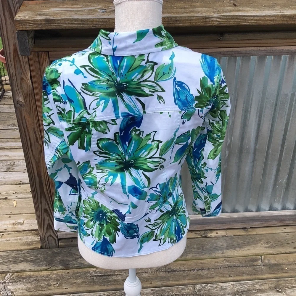 Coldwater‎ Creek Snap-up Water Color Print Jacket - Picture 2 of 12